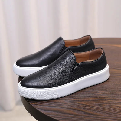 Men’s Premium Genuine Leather White Slip-On Loafers