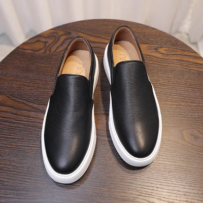 Men’s Premium Genuine Leather White Slip-On Loafers