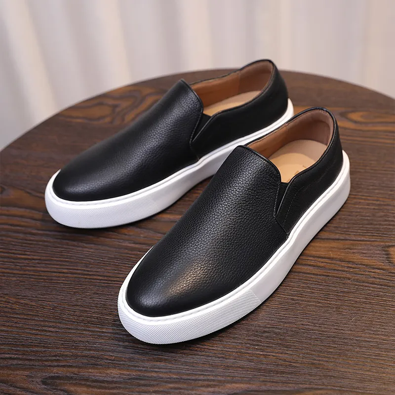 Men’s Premium Genuine Leather White Slip-On Loafers