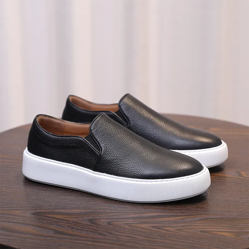 Men’s Premium Genuine Leather White Slip-On Loafers