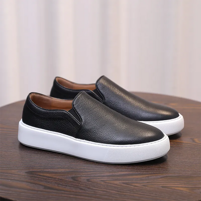 Men’s Premium Genuine Leather White Slip-On Loafers