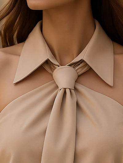 Velrani Sleeveless Halter Blouse with Neck Tie