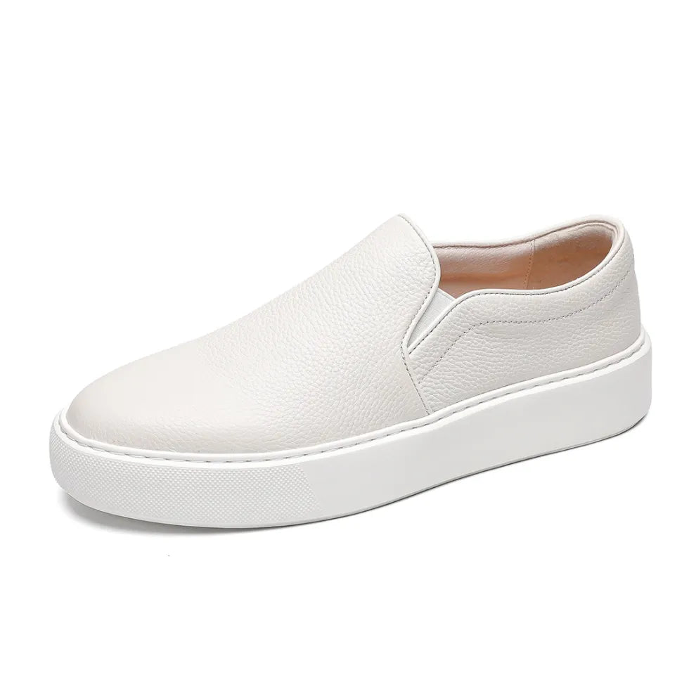 Men’s Premium Genuine Leather White Slip-On Loafers