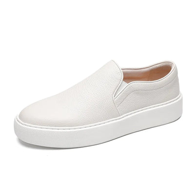 Men’s Premium Genuine Leather White Slip-On Loafers