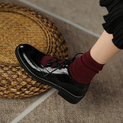 Velrani Valeria | Vintage Leather Chunky Heel Oxfords