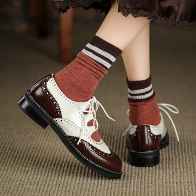 Velrani Valeria | Vintage Leather Chunky Heel Oxfords