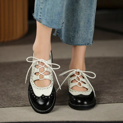 Velrani Valeria | Vintage Leather Chunky Heel Oxfords