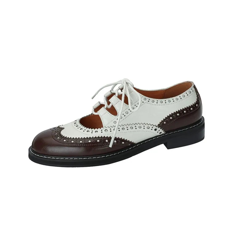 Velrani Valeria | Vintage Leather Chunky Heel Oxfords