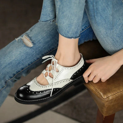 Velrani Valeria | Vintage Leather Chunky Heel Oxfords