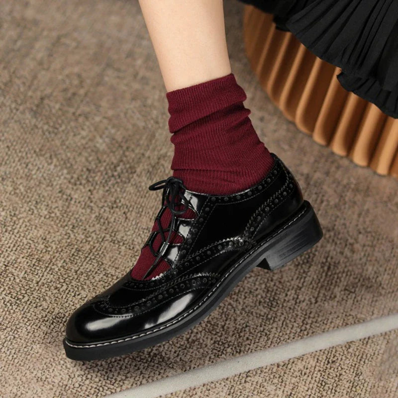 Velrani Valeria | Vintage Leather Chunky Heel Oxfords