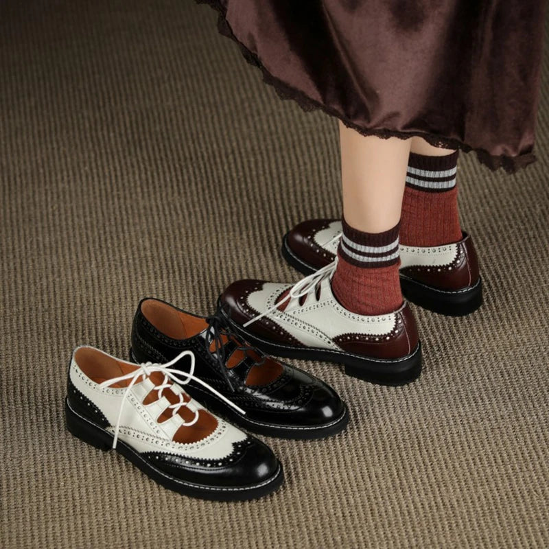 Velrani Valeria | Vintage Leather Chunky Heel Oxfords
