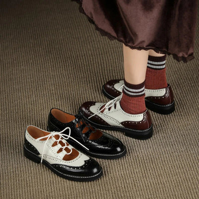 Velrani Valeria | Vintage Leather Chunky Heel Oxfords